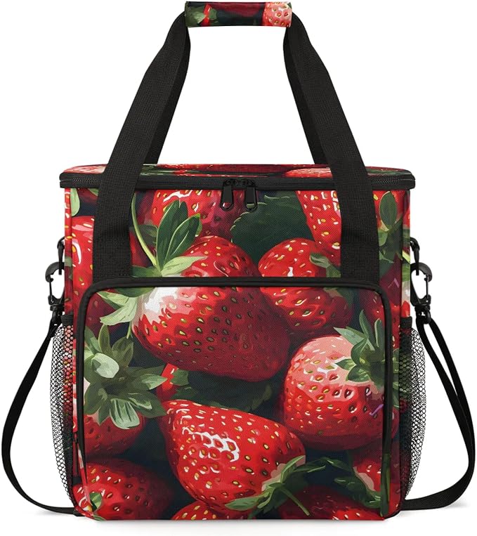 Fresh Strawberries Coffee Maker Carring Bag, Large Insulated Storage Organizer by Home