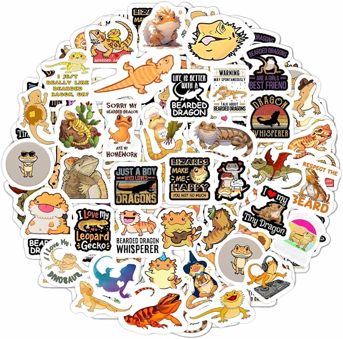 100Pcs Cute Bearded Dragon Stickers by BulbaCraft