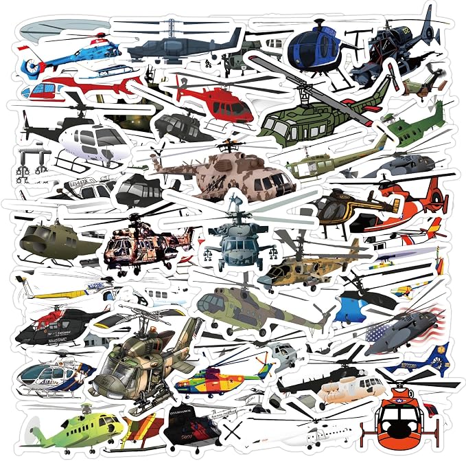 60Pcs Helicopter Stickers, Waterproof Vinyl Military Aircraft Decals - Image 2