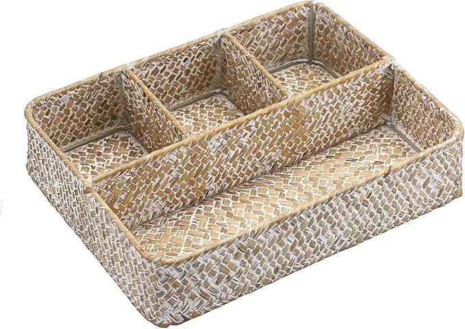 Hipiwe 4-Section Tea Bag Basket Organizer Coffee Pod Sugar Packet Holder Wicker by Hipiwe