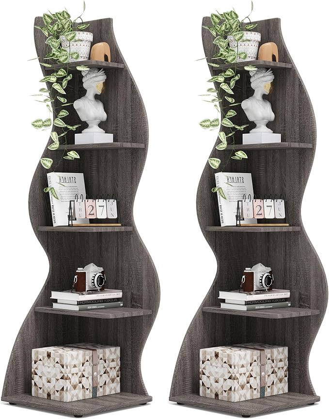 Tribesigns Corner Shelf, Modern 5-Tier Wall Corner Bookshelf, Stylish Corner by Unknown
