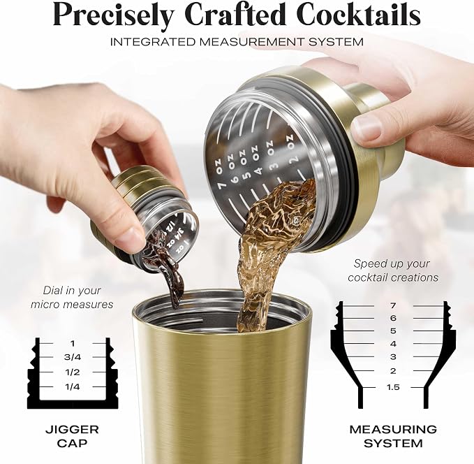 BARE BARREL Insulated Cocktail Shaker Set | Double Wall Stainless Steel | - Image 5