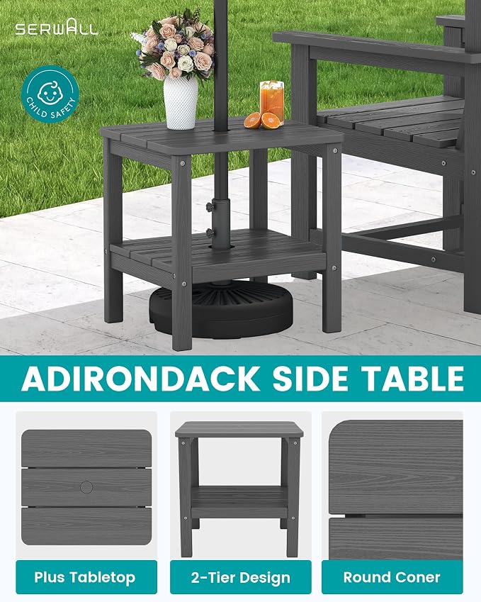 SEWRWALL Patio Furniture Set, HDPE Material All Weather Use Adirondack Chair Set - Image 3