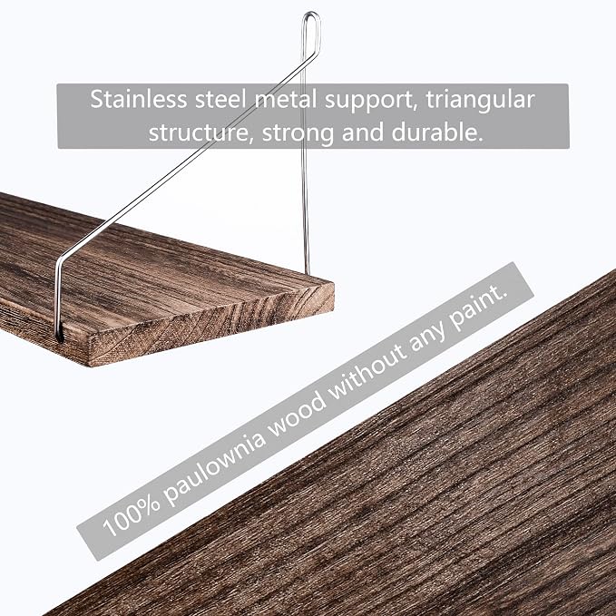 Floating Shelves Set of 3 Rustic Solid Wood Floating Shelf Wall Storage Shelves - Image 8