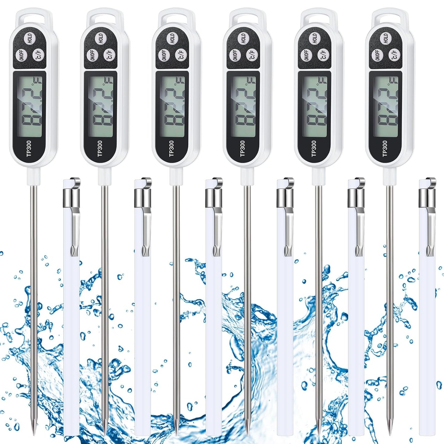 Meat Food Thermometer Food with Probe Water Liquid Instant Read Digital Thermometer Kitchen Cooking Supplies for Cooking BBQ Milk Yogurt(White)