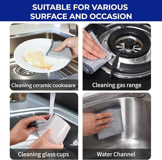 12 PCS 3-Layer Non-Scratch Wire Dishcloths, Reusable Quick-Dry Metal - Image 4