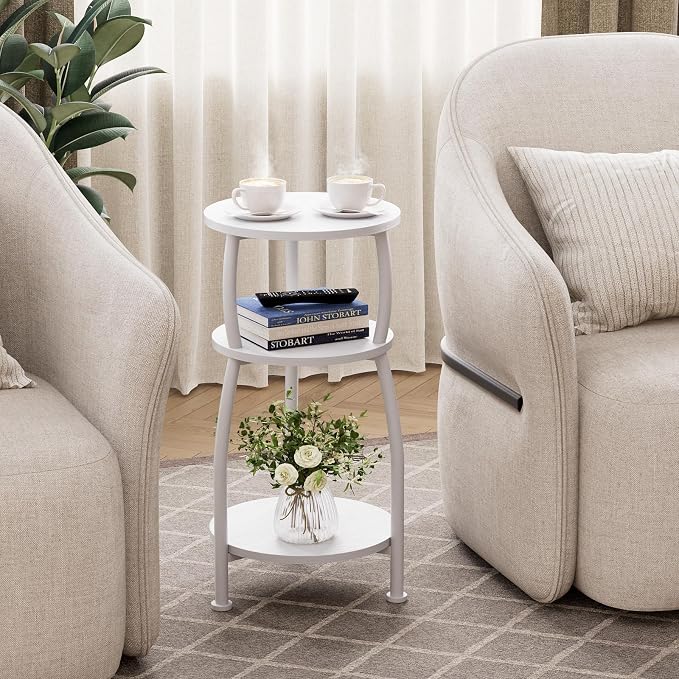 Small Round Side Table, 3-Tier End Table - Image 5