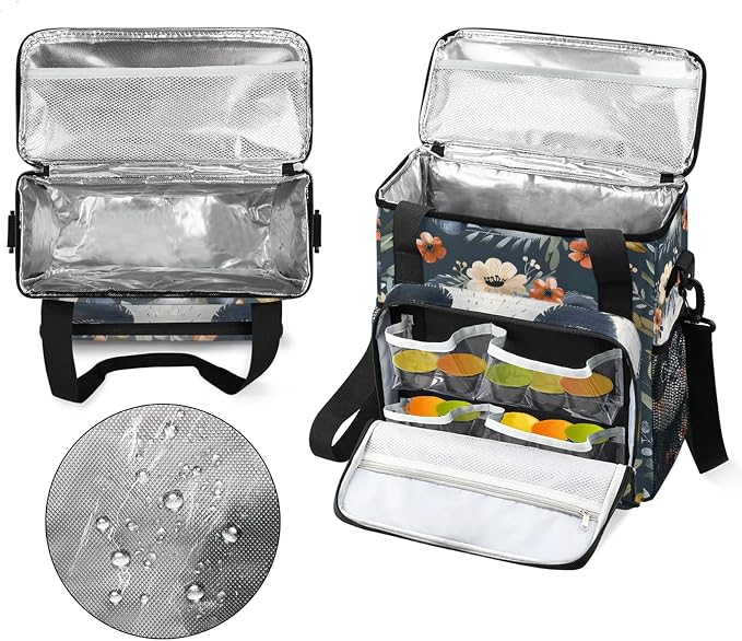Panda Flower Coffee Maker Carring Bag, Large Insulated Storage Organizer Case - Image 3