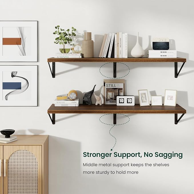 Floating Shelves 12 Inch Deep, 48W x 12D Wall Shelf Set of 2, 70 lbs Heavy Duty - Image 8