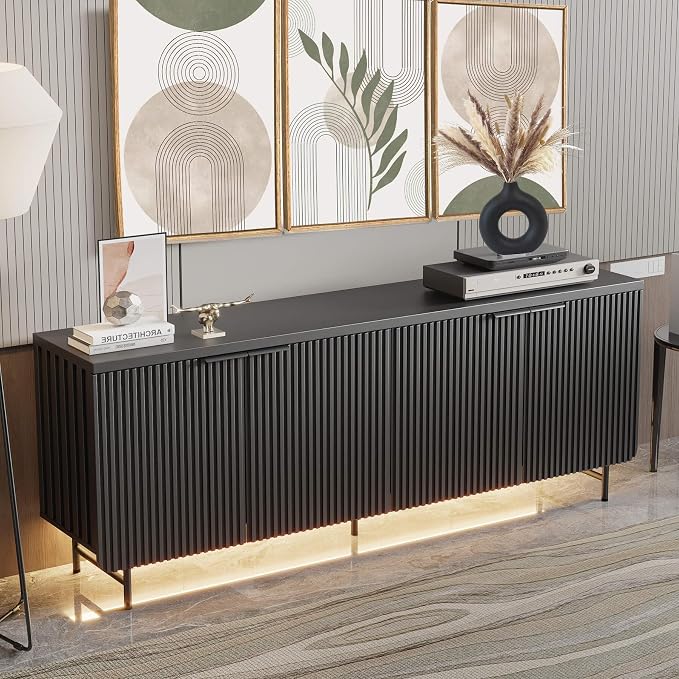 SAINTCY 68-Inch Large Fluted Sideboard Buffet Cabinet by SAINTCY