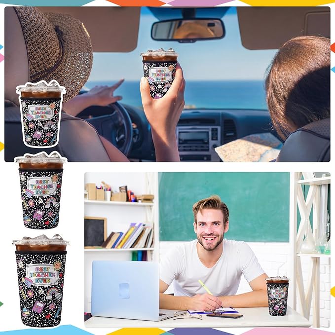 FoldTier 3 Pcs Teacher Appreciation Gifts Teachers Cup Sleeves Iced Coffee - Image 6