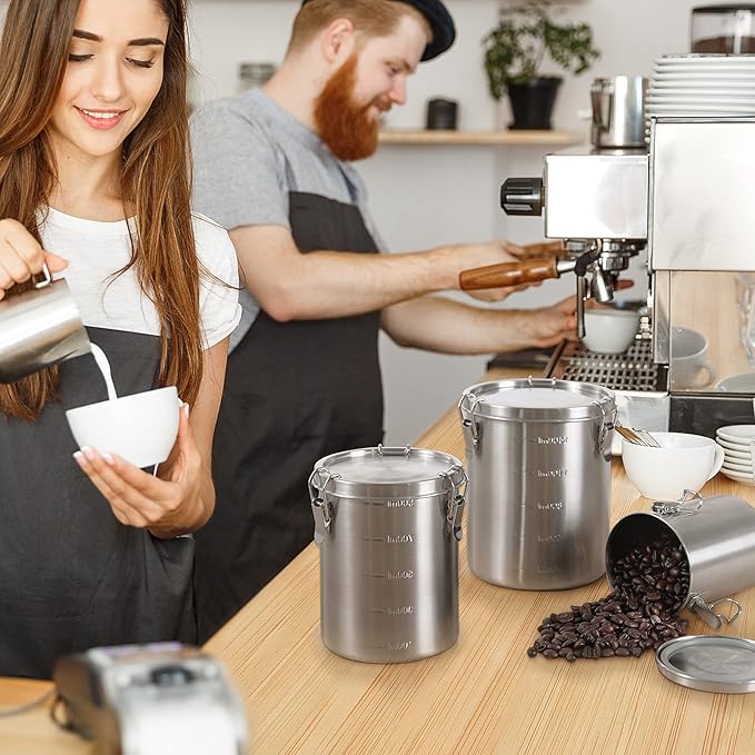 Tanjiae Stainless Steel Coffee Canister | 100% Airtight Metal Food Storage - Image 6