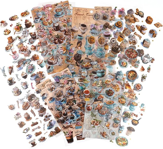 400PCS Food Stickers for Journaling & Scrapbooking – Coffee, Ice Cream & Hotpot by DecorateYourWorld