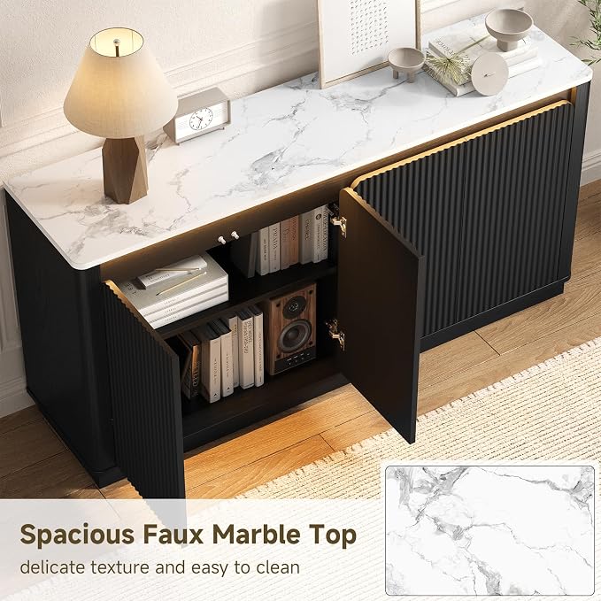 ONBRILL 61" Fluted Buffet Cabinet - Image 5