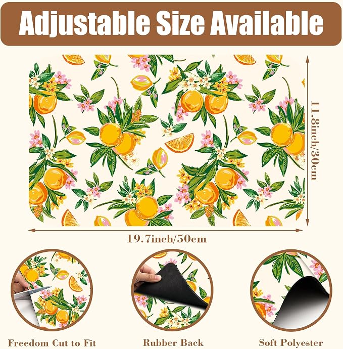 Dish Drying Mat Orange Fruit Floral Coffee Bar Mat - Image 2