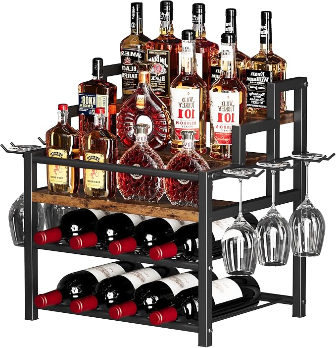 5-Tier Liquor Bottle Display Shelf, Holds up to 20 Bottles, Countertop Wine by Homeiju