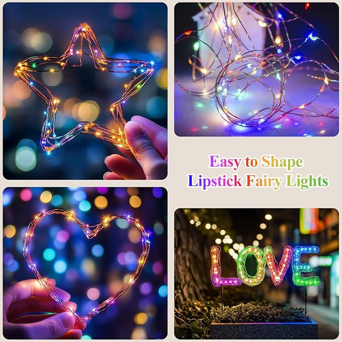 Lakumu 33FT 100LED Multicolor Fairy Lights, Rechargeable Battery Operated - Image 6