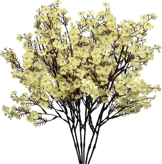 Mandy's 6 Bundles Artificial Light Yellow Baby’s Breath Flowers | 18.5 Inch by Mandys