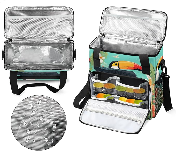 Tropical Toucan Bird Coffee Maker Carring Bag, Large Insulated Storage - Image 3