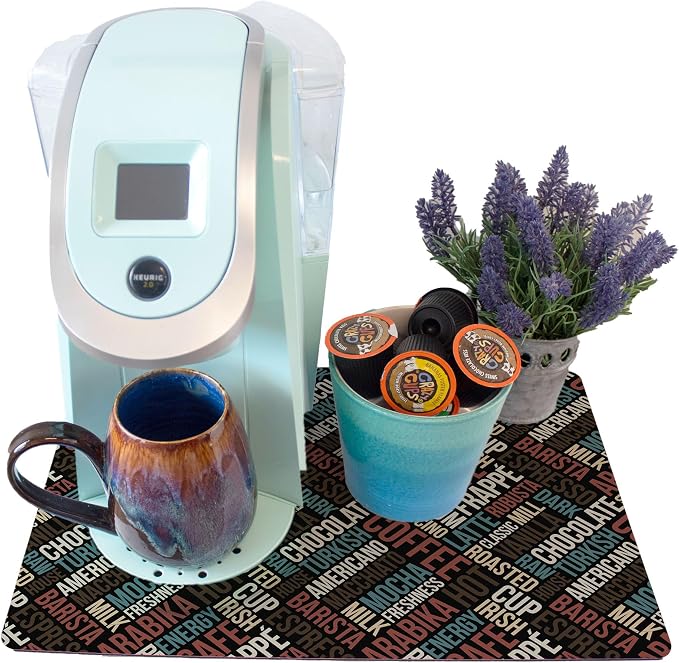 Coffee Maker Mat for Countertop – Absorbent, Non-Slip Coffee Bar Mat, Protects by ThisJoyfulHome
