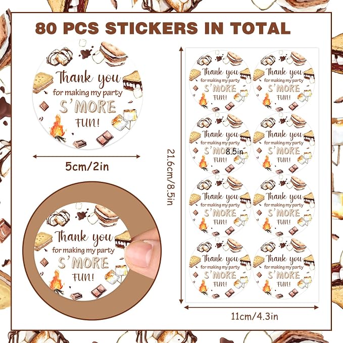 Serencatcher S'More Theme Thank You Stickers - Image 2