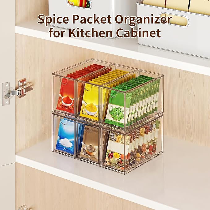 6 Pack Tea Bag Organizers, Tea Station, Kitchen Cabinet, Stackable Teabag - Image 6