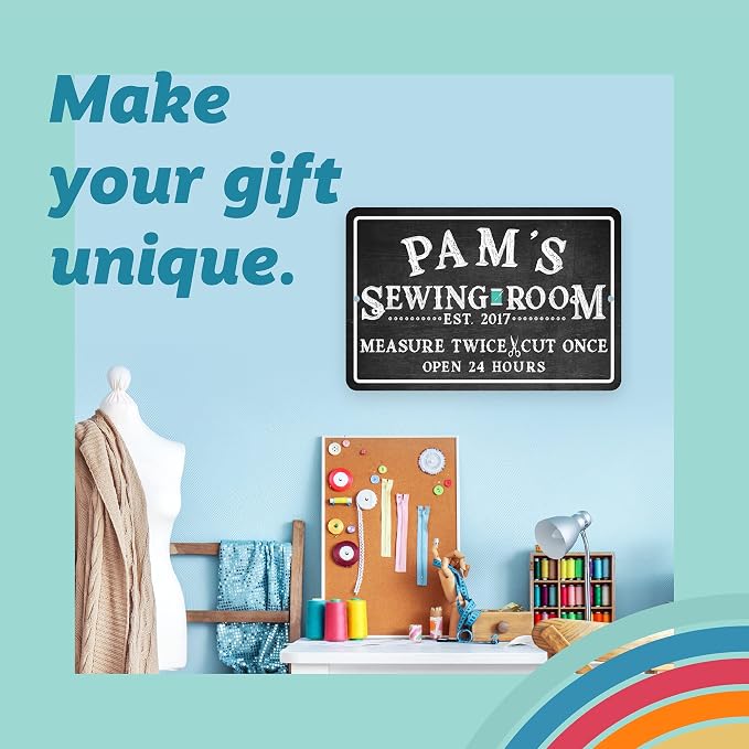 Personalized Sewing Room Chalkboard Look Metal Room Sign - Image 2