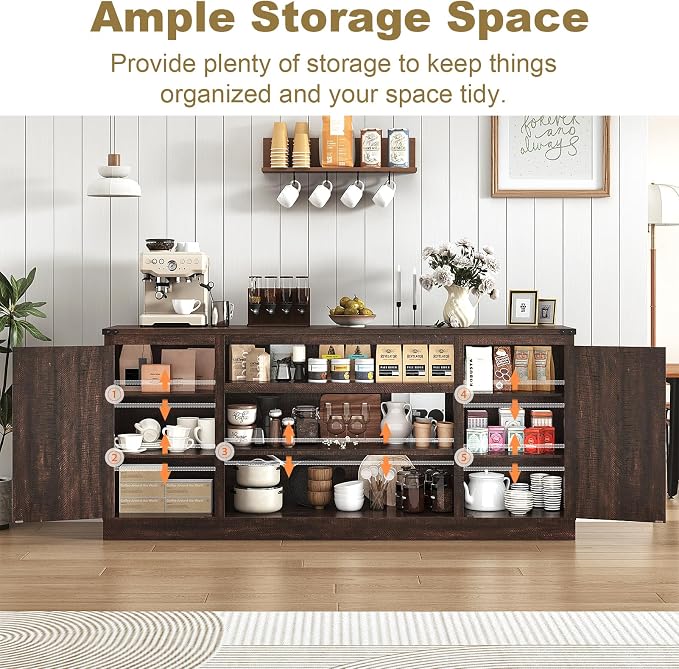 XVD 75" Farmhouse Coffee Bar Cabinet - Image 3