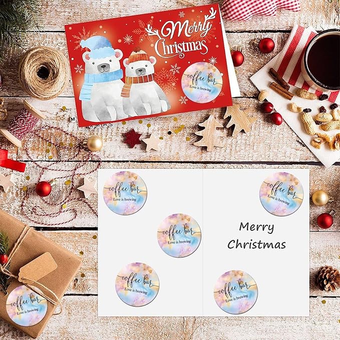 Coffee Bar Love is Brewing Round Label Sticker 2in Positive Lettering Saying - Image 7