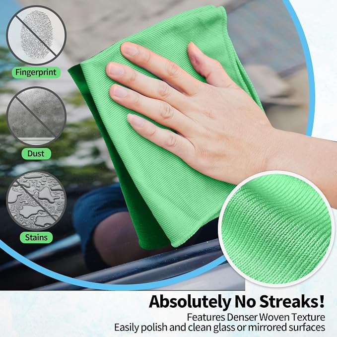 Microfiber Cleaning Cloth, 12 Pack Window Glasses Cleaning Cloth, Reusable - Image 3