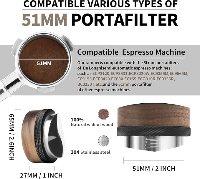 51mm Coffee Distributor, Espresso Distribution Tool, Adjustable Depth Espresso - Image 4