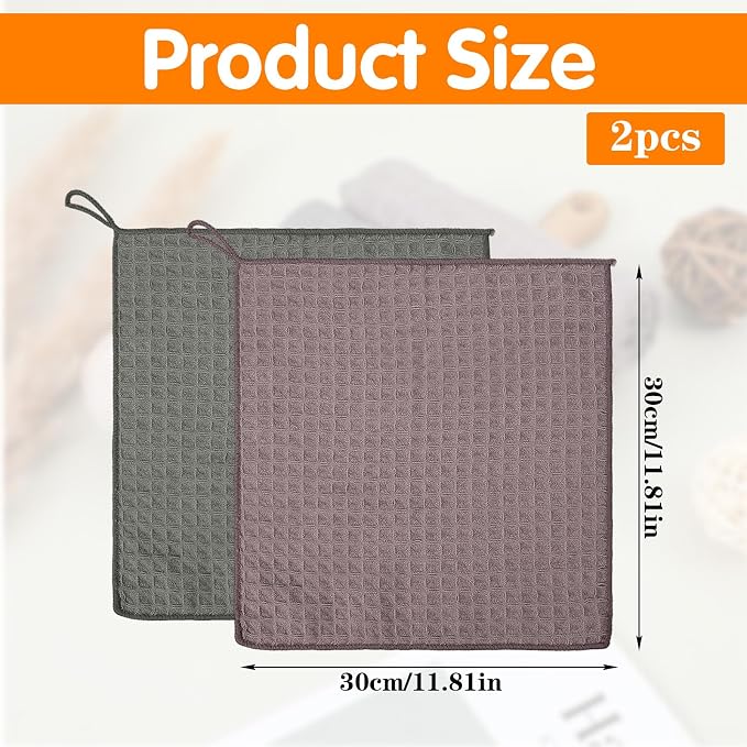 2Pcs 12''x12'' Barista Towels Waffle Microfiber Towel Espresso Machine Cloth - Image 2