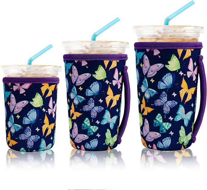KJQJLY 3 Pack Reusable Iced Coffee Sleeves by KJQJLY