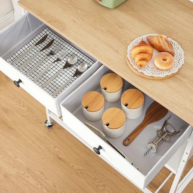 HOOBRO Kitchen Island with Storage, Rolling Island Cart - Image 8