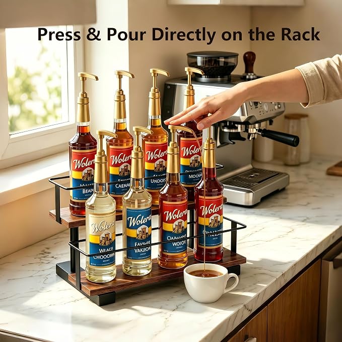 2-Tier Syrup Bottle Holder for Coffee Bar – Sturdy Countertop Organizer Rack - Image 5