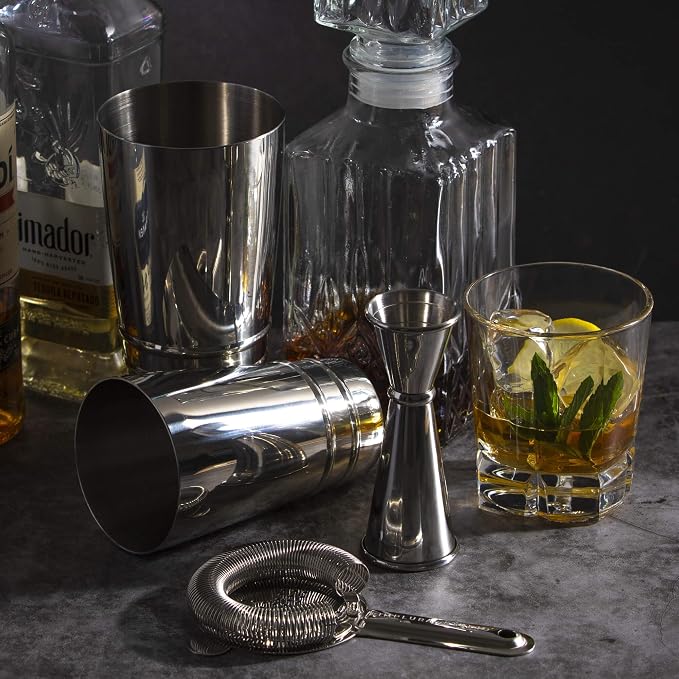 Premium 4-Piece Boston Cocktail Shaker Set w/Hawthorne Strainer & Japanese - Image 9