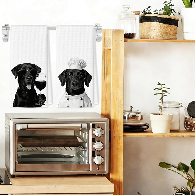 Funny Labrador Kitchen Towels Set of 2, Dog Kitchen Bar Accessories, Dog Chef - Image 3