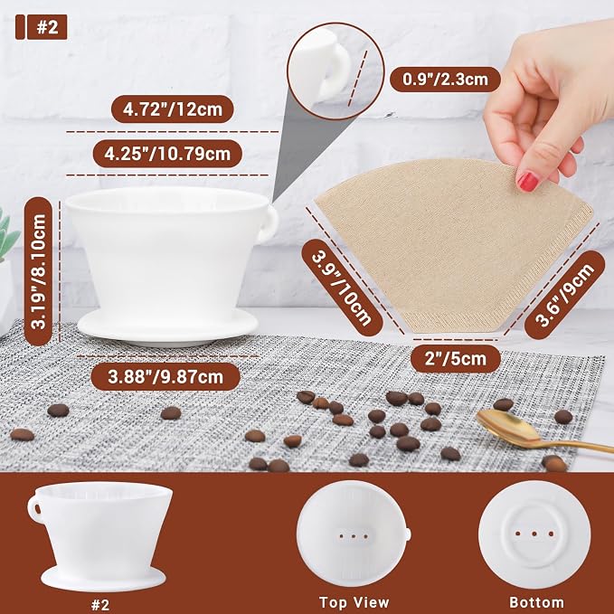 Segarty Camping Coffee Dripper Set, Collapsible White Silicone Coffee Maker - Image 2