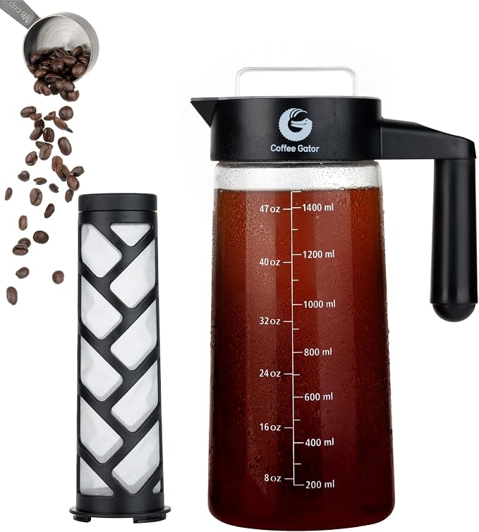 Coffee Gator Cold Brew Coffee Maker - 47 oz Iced Tea and Iced Coffee Maker and by CoffeeGator