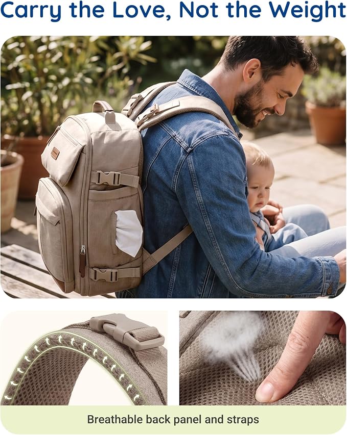 mommore Diaper Bag Backpack Multi-Pocket Travel Baby Bag - Image 6