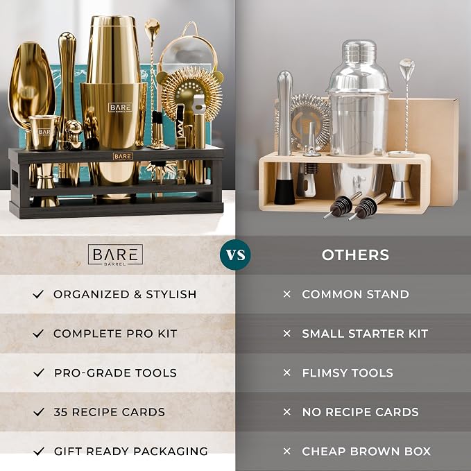 BARE BARREL® Mixology Bartender Kit Bar Set | 16-Piece Cocktail Shaker Set | - Image 6
