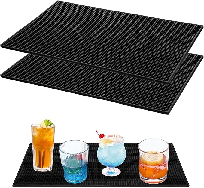 2 Pack Extra Large Rubber Bar Mat Set by Tobeelec