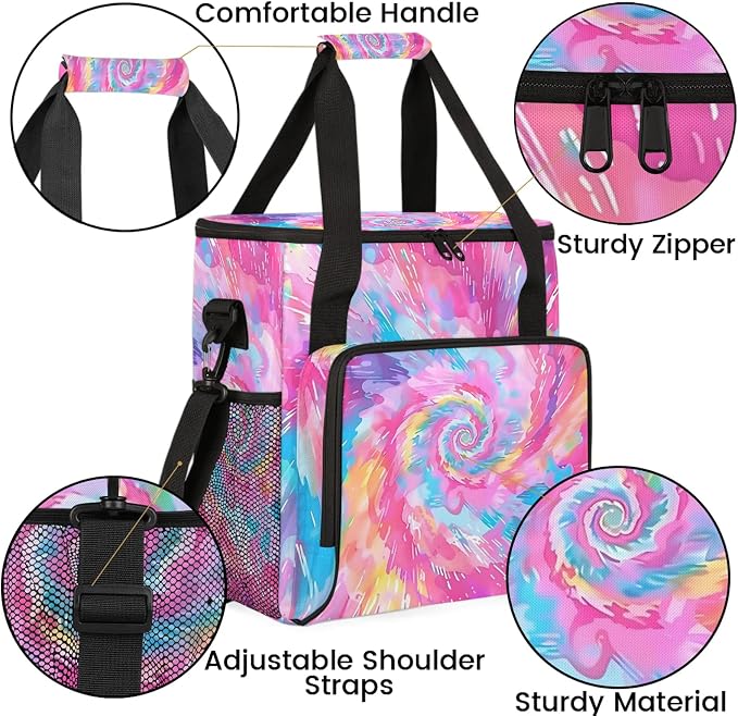 Cute Tie Dye Colorful Rainbow Coffee Maker Carring Bag, Large Insulated Storage - Image 6