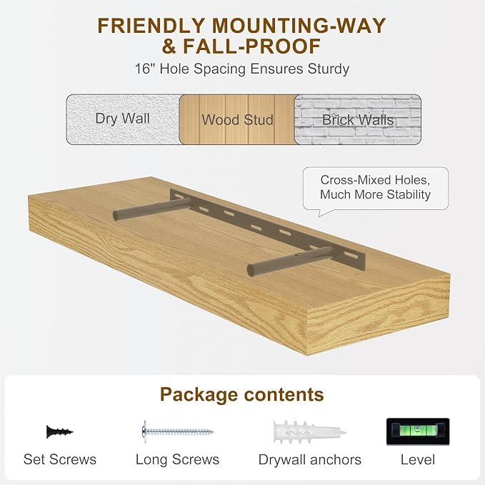 Fun Memories Floating Shelves for Wall, 32Inch Floating Shelves Set of 2 - Image 7