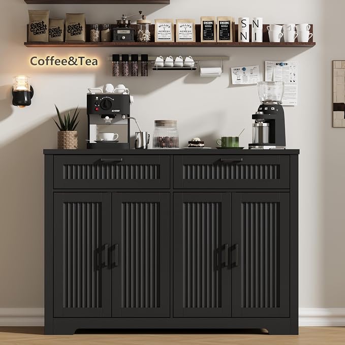 Buffet Cabinet with 2 Storage Drawers, Farmhouse Coffee Bar Table with Storage - Image 6