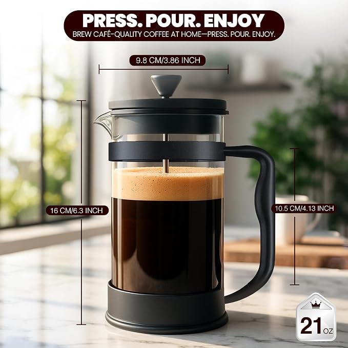 Utopia Kitchen Borosilicate Glass French Press Coffee Maker 21 Oz, - Image 3