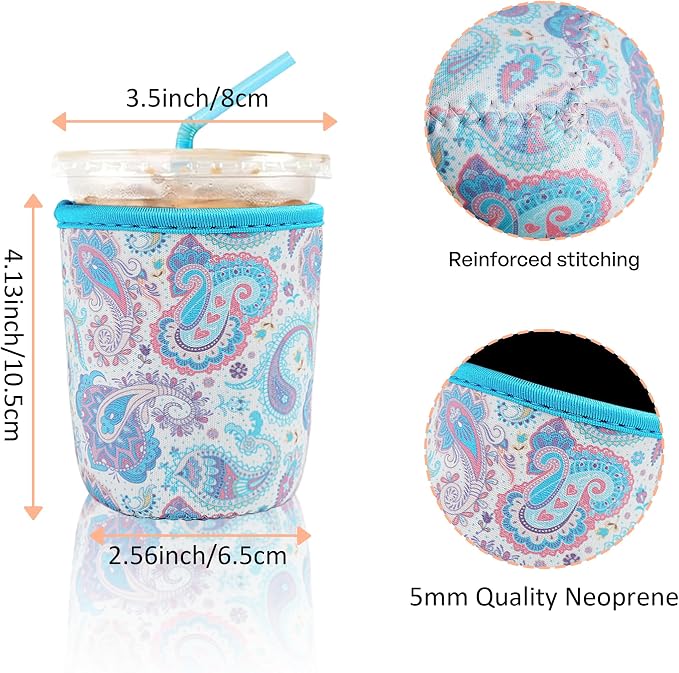 4 Pack Iced Coffee Sleeve, reusable Neoprene Cup Sleeves Suitable - Image 3