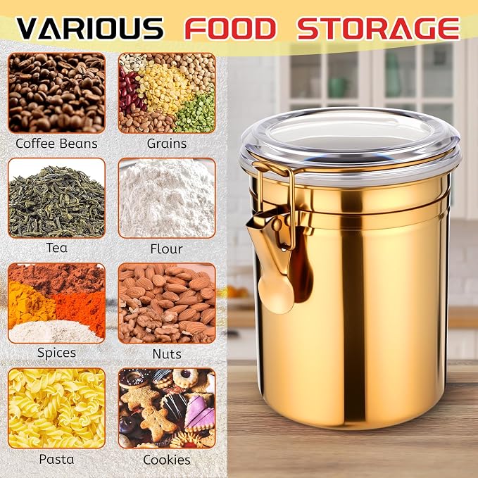 6 Pcs Stainless Steel Food Storage Containers Set Airtight Kitchen Canisters - Image 4