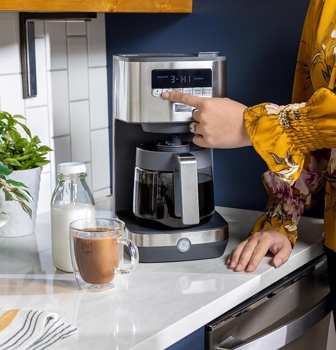 GE Drip Coffee Maker With Timer | 12-Cup Glass Carafe Coffee Pot With - Image 2