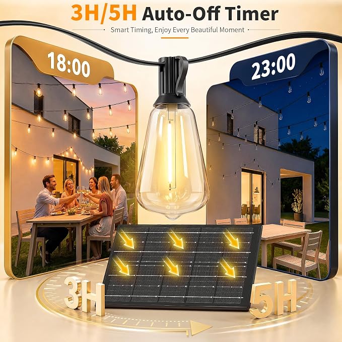 Hotsonic Solar Outdoor String Lights Waterproof, 100FT Remote Control LED - Image 6